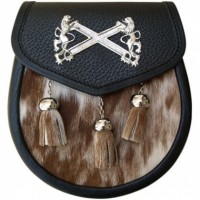 Cow Hide Sporran Lion Rampant Badge Chain Straps included.